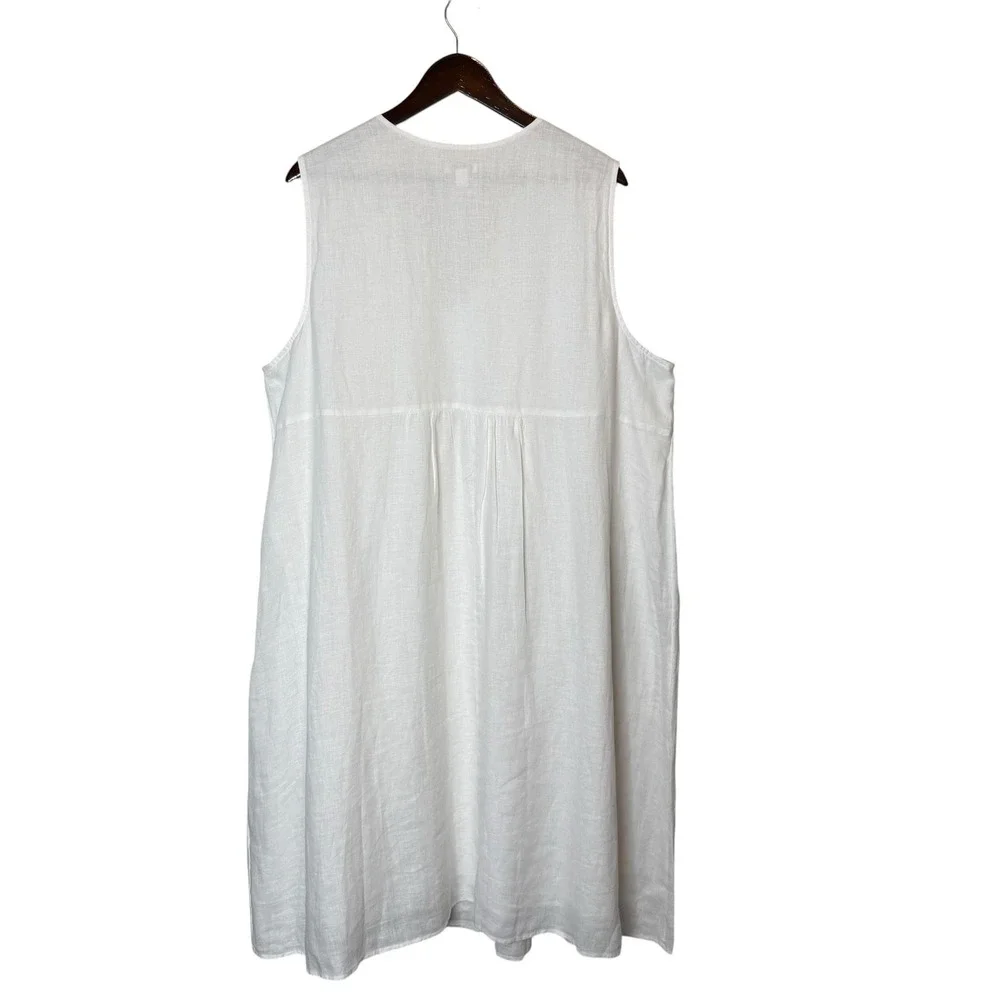J. Jill Pure Jill Linen Pintucked Midi Dress Resort Wear Lagenlook Coastal 3X - Picture 3 of 4